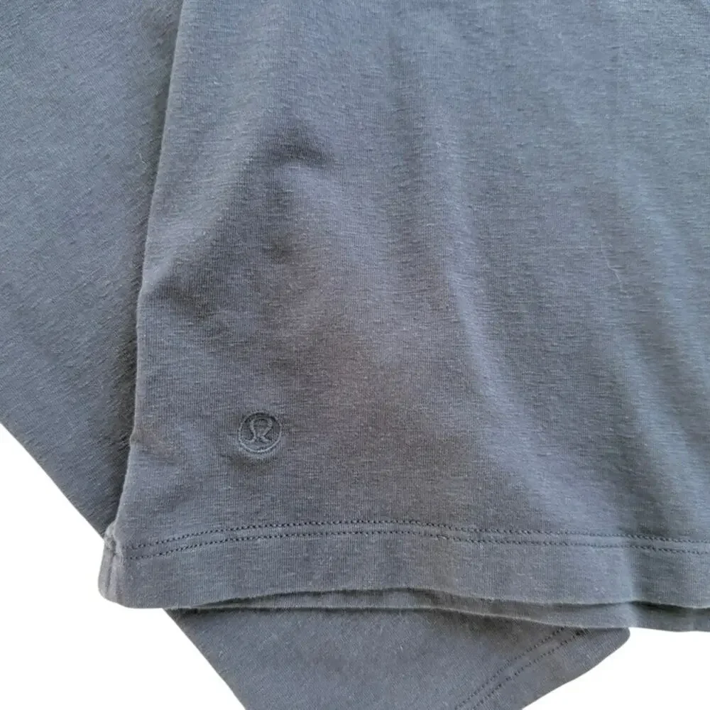 Lululemon Classic-Fit Cotton-Blend T-Shirt Noman True Navy Blue Size 4 Hip Fit